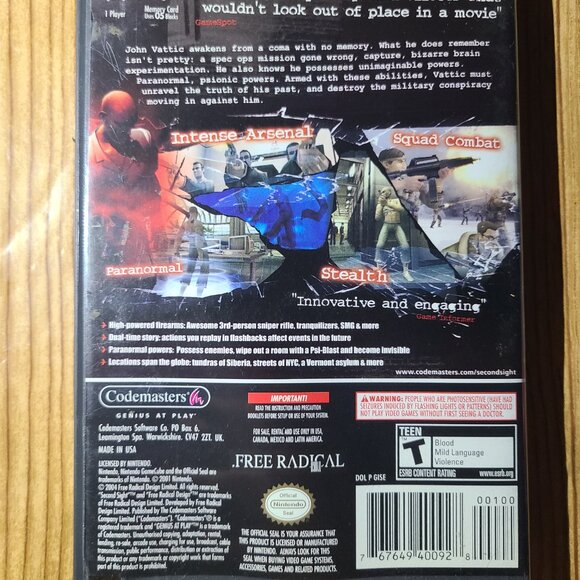 Second Sight Nintendo Gamecube Game (CIB) - Picture 5 of 5